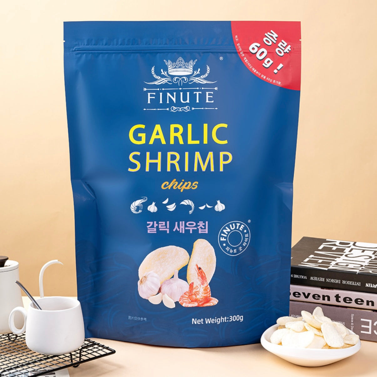 FINUTE蒜味虾片(膨化食品)300g